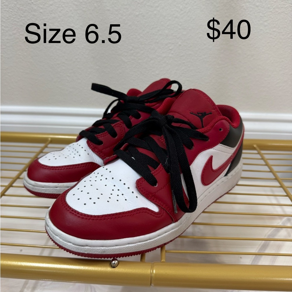 Nike Kids Red and White Sneakers with Black Accents